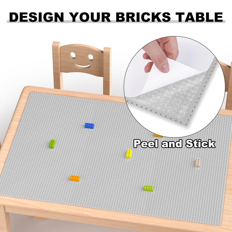 Pokiiulk Classic Baseplates, Peel and Stick Base Plates for Building Bricks, Compatible with Major Brands, Self-Adhersive Base for Bricks 10"" x 10"", 6 Pack Grey - Image 2